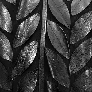 🖤 Sheer Black Leather Jacket w Leaf Detail 🖤